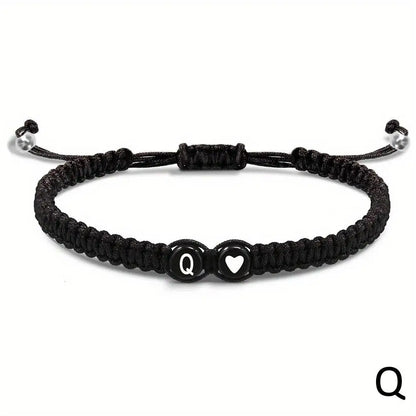 26 Letters Initial Heart Braided Bracelet