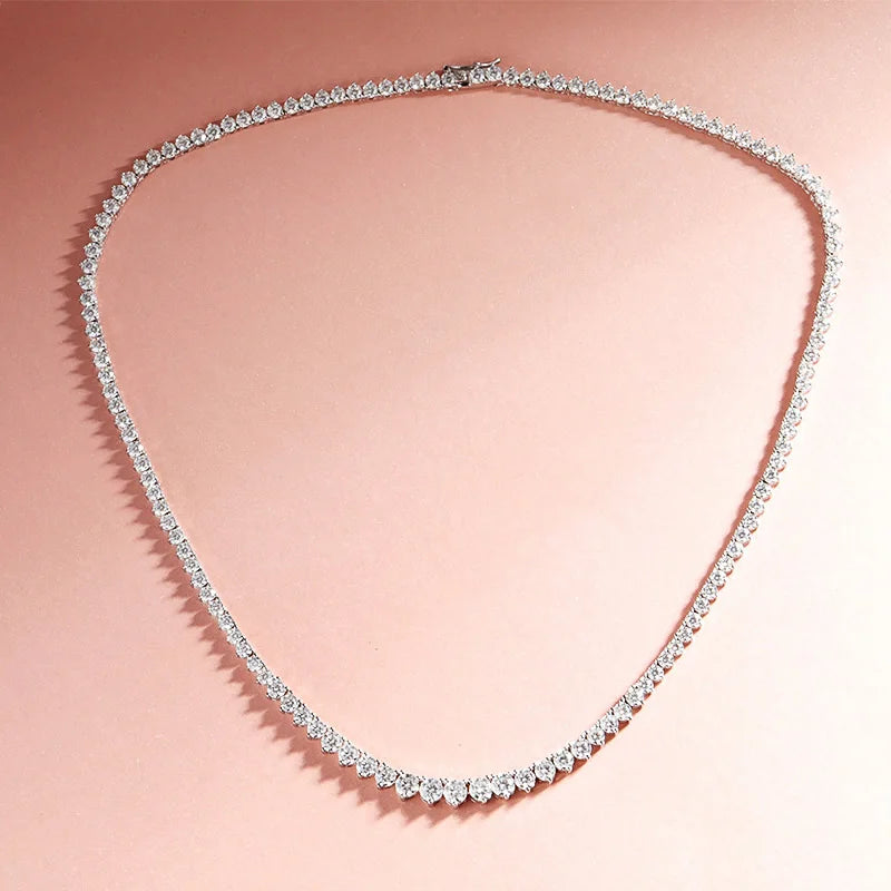 D-VVS1 Moissanite Tennis Necklace – 925 Sterling Silver