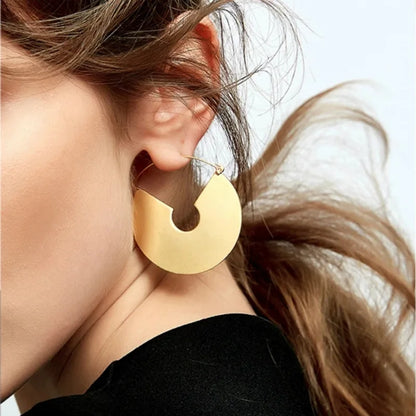 Gold Disc Hoop Earrings