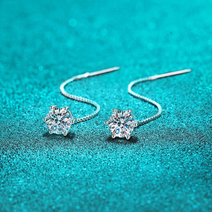 Round Brilliant Moissanite Drop Earrings