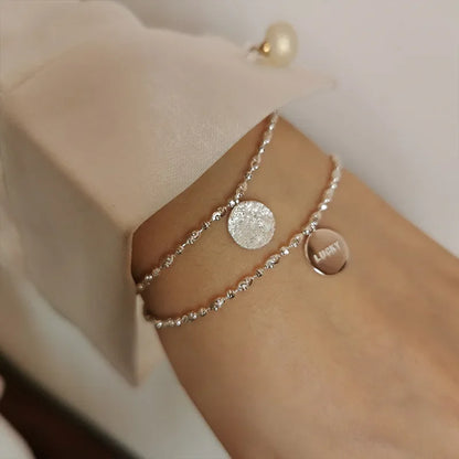 Sterling Silver Adjustable Lucky Letter Bracelet for Women