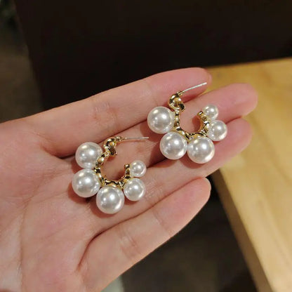 Bohemian Pearl & Rhinestone Stud Earrings