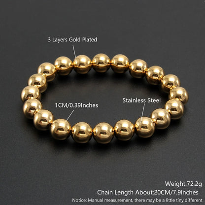Stretch Ball Beaded Bracelet - Stacked Stainless Steel Bracelet for Women