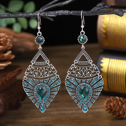 Bohemian Crystal Drop Earrings – Multicolor Rhinestone Dangles
