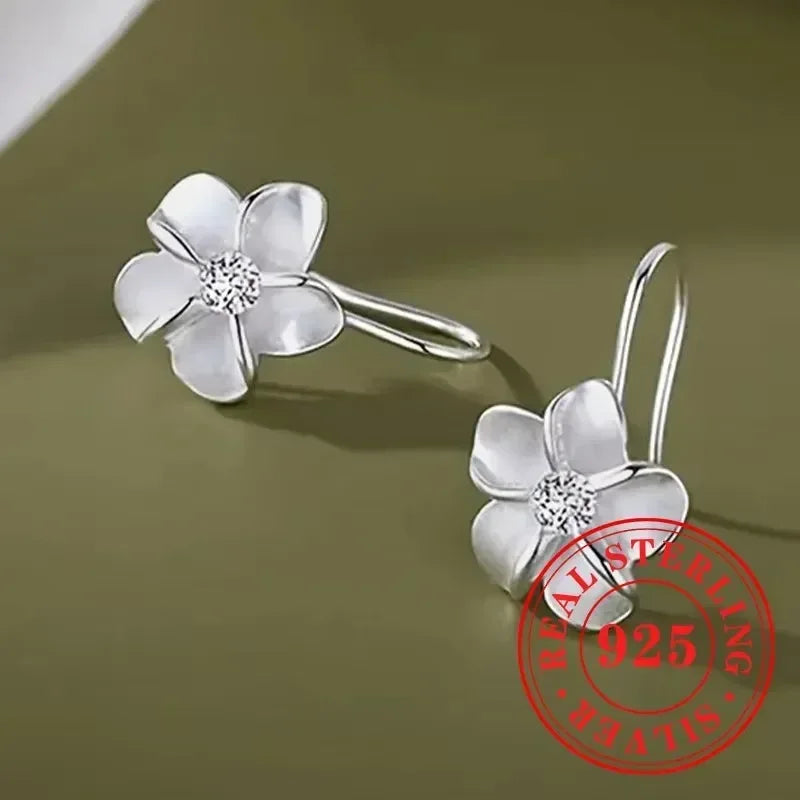 Floral Sterling Silver Hoop Earrings