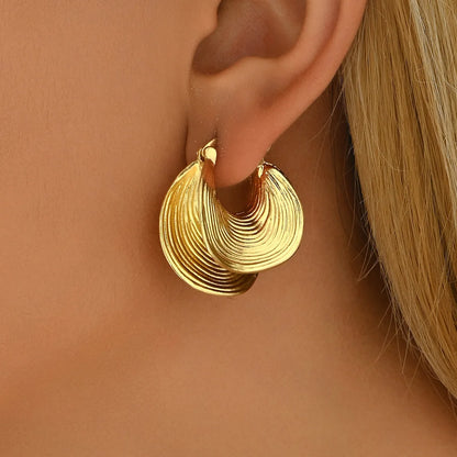 Geometric Striped Drop Earrings