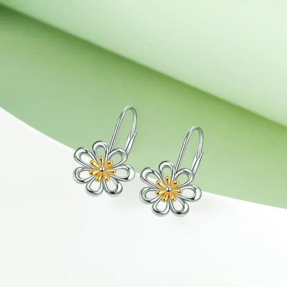 Floral Sterling Silver Hoop Earrings