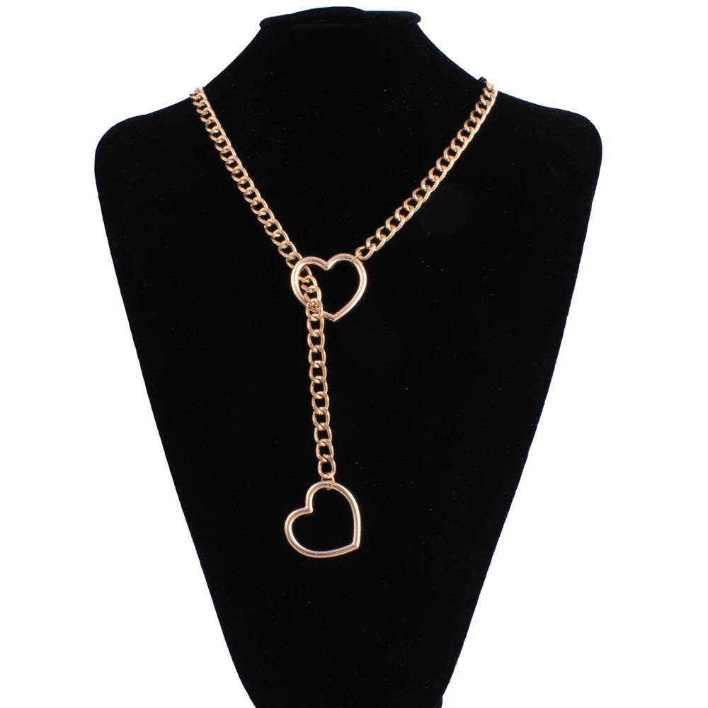 Gothic Heart Slip Chain Necklace - Adjustable Lariat (Y-Necklace/Choker)