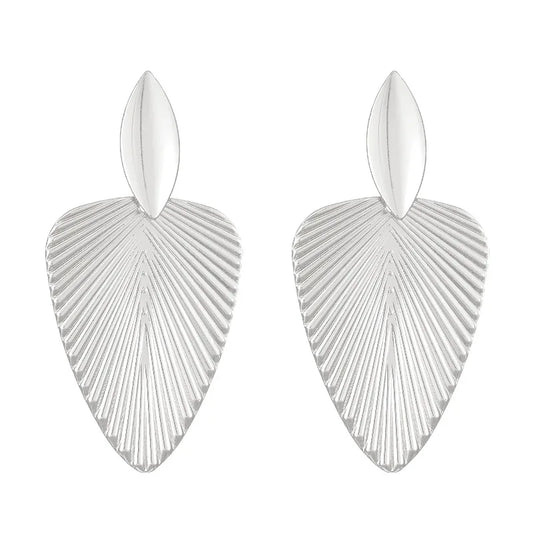 Artisan Textured Leaf Drop Earrings