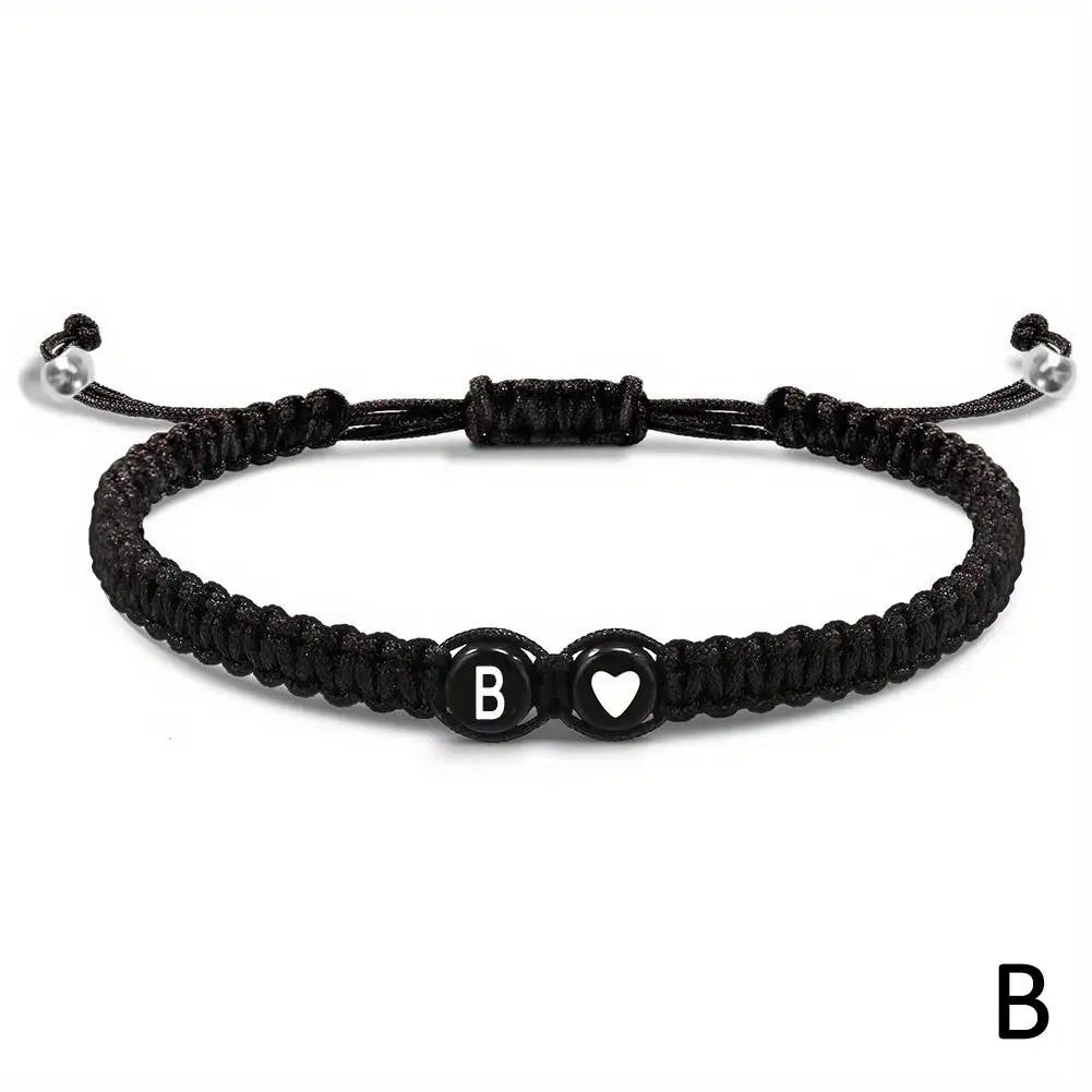 26 Letters Initial Heart Braided Bracelet