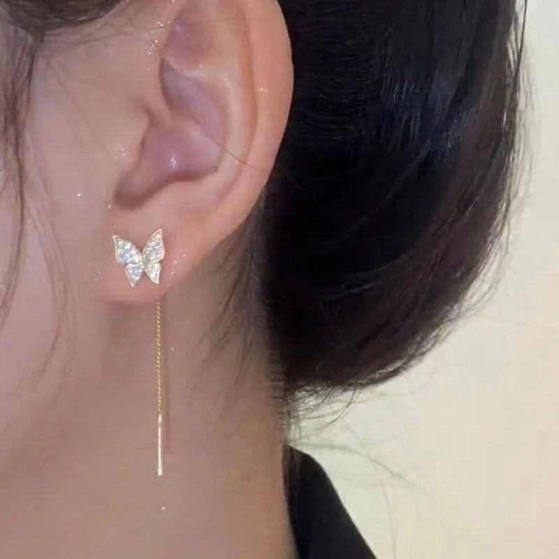 Golden Butterfly Drop Earrings