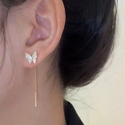 Golden Butterfly Drop Earrings
