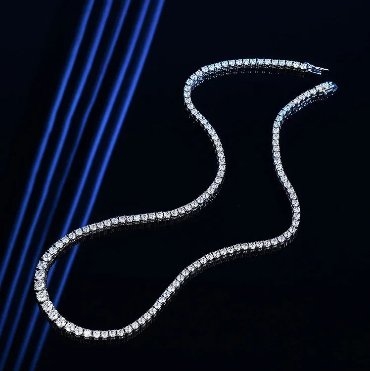 4-Prong Moissanite Tennis Necklace – 925 Sterling Silver