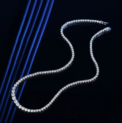 4-Prong Moissanite Tennis Necklace – 925 Sterling Silver