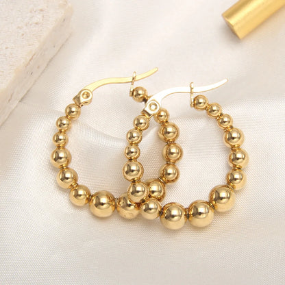Gold Beaded Hoop Earrings