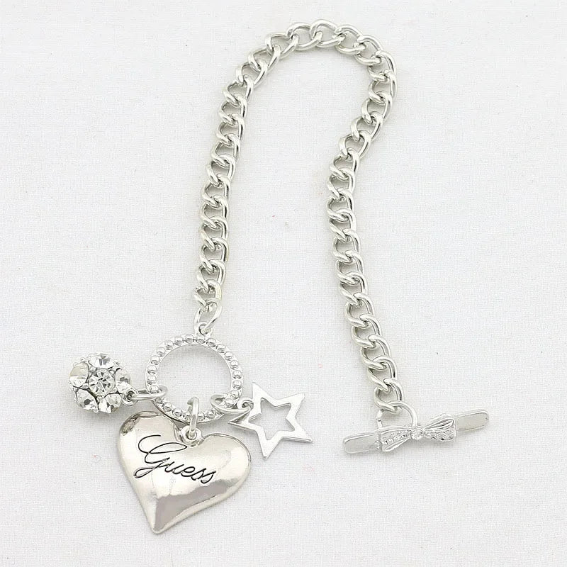 Gold & Silver Heart Charm Bracelet for Women
