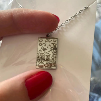 Tarot Card Pendant Necklace – Stainless Steel Engraved Necklace
