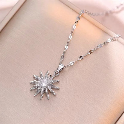 Rotating Flower Pendant Necklace - Silver SS Chain