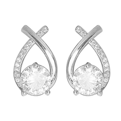 Elegant Cross Stud Earrings – Golden/Silvery Crystal Rhinestone Statement Piece