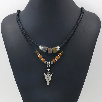 Arrow Necklace - Leather & Beaded