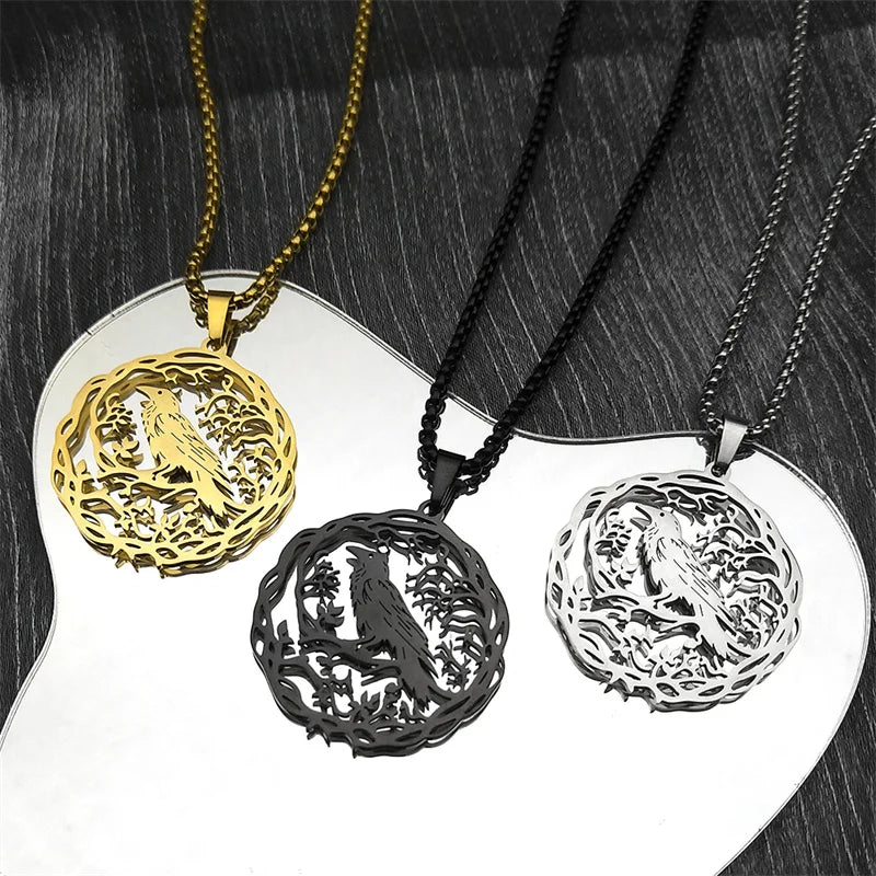 Mystical Crow Pendant Necklace