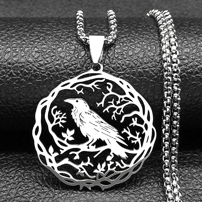 Mystical Crow Pendant Necklace