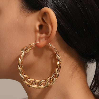 Hoop Earrings – Oversized Gold/Silver Chain-Link Design