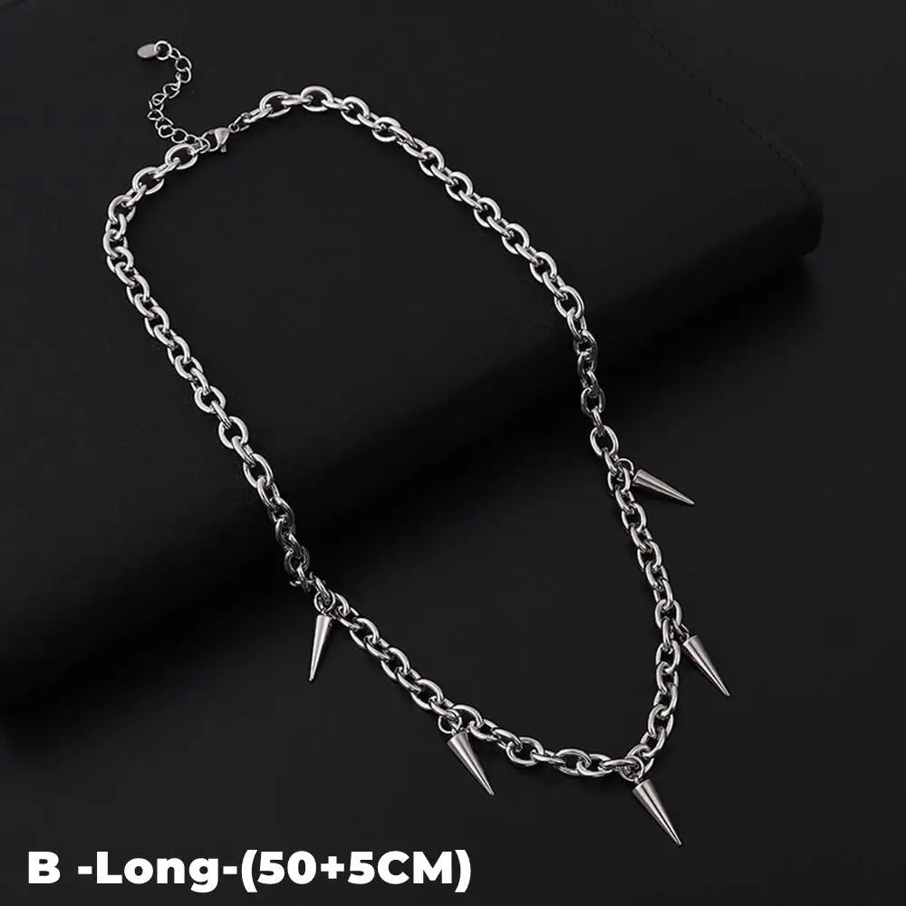 Silver Rivet Cone Choker Necklace