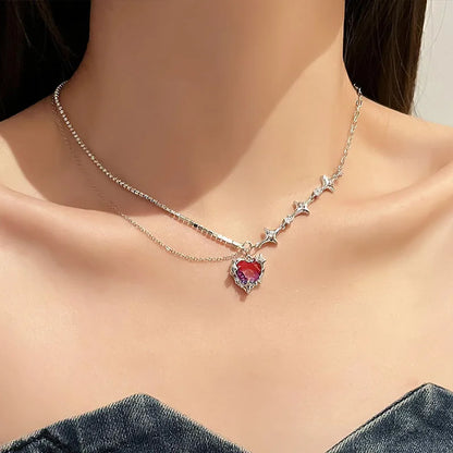 Layered Heart Pendant Necklace