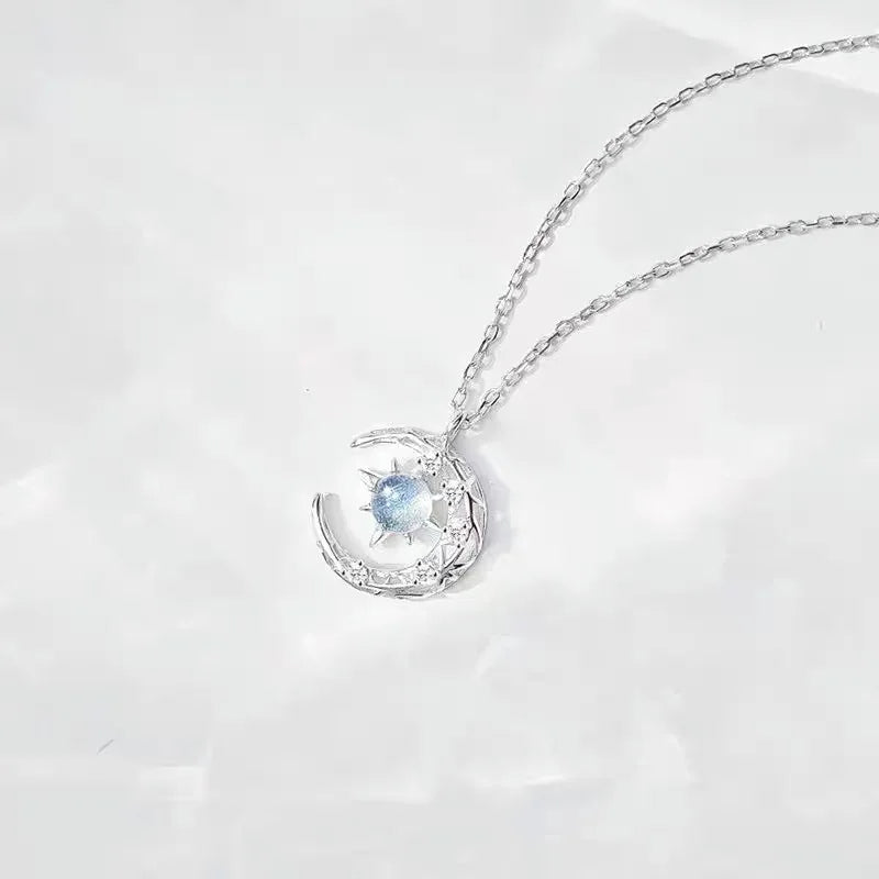 Star in Crescent Moon Pendant Necklace