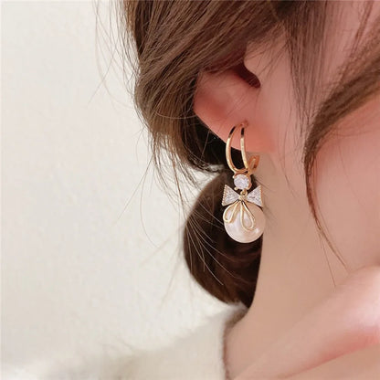 Bohemian Pearl & Rhinestone Stud Earrings