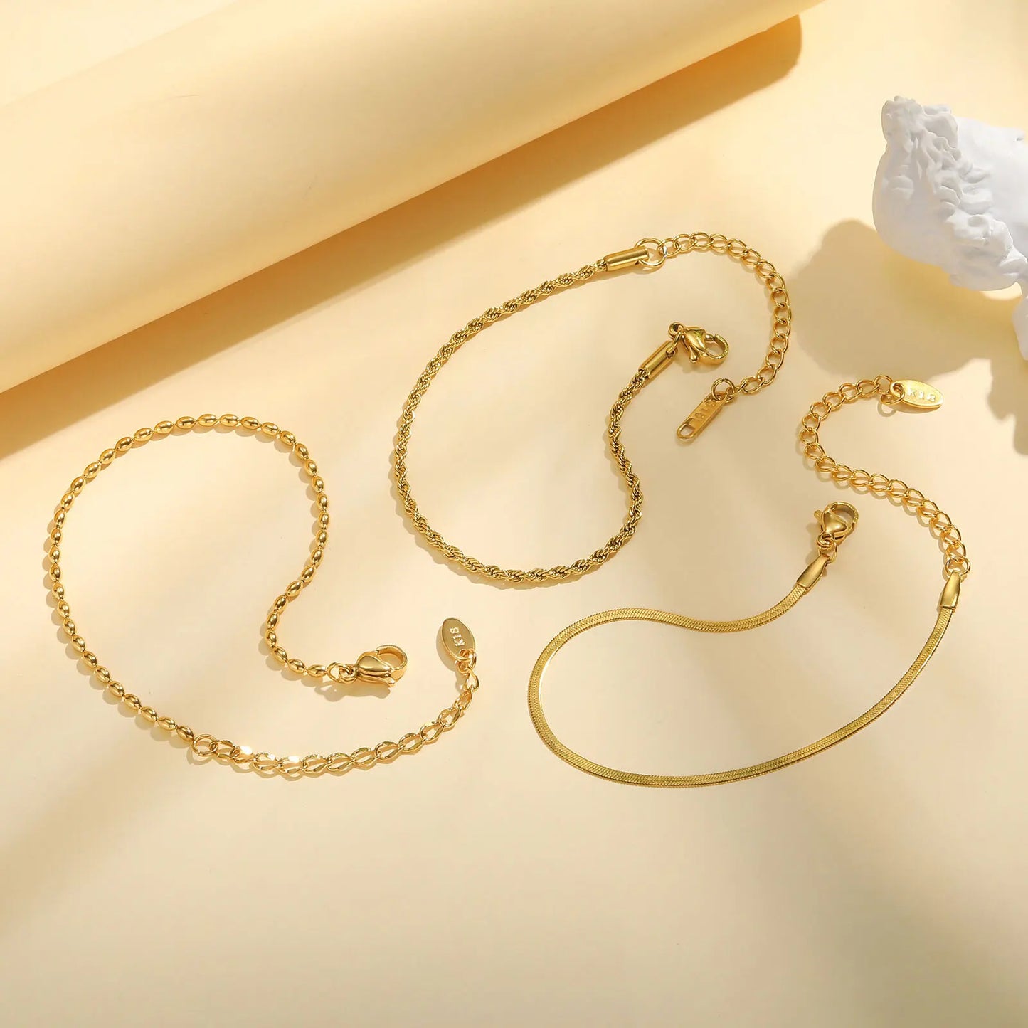 Thin Link Stainless Steel 18K Gold Plated Bracelet