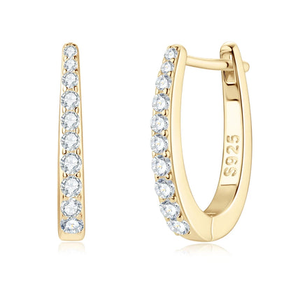925 Sterling Silver Moissanite U-Hoop Earrings