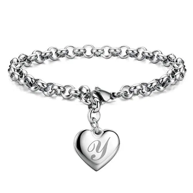 925 Sterling Silver Letter Charm Bracelet