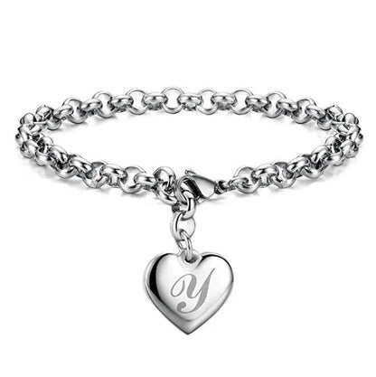 925 Sterling Silver Letter Charm Bracelet