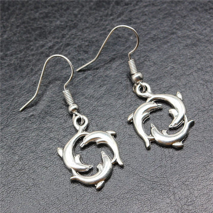 Vintage Dolphin Drop Earrings