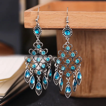 Bohemian Crystal Drop Earrings – Multicolor Rhinestone Dangles