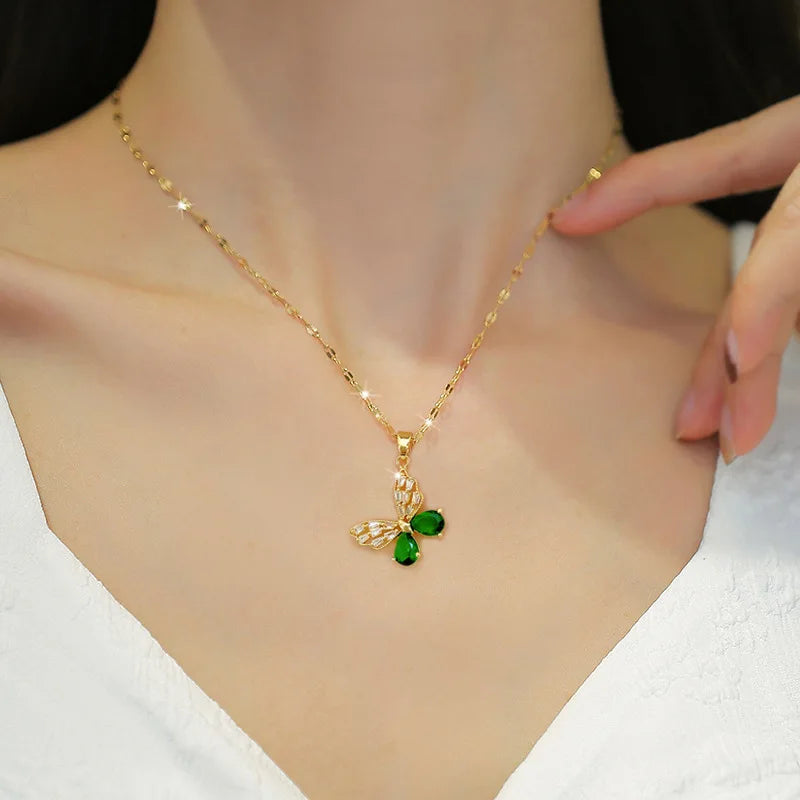 Green Butterfly Jewelry Set