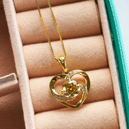 1CT Moissanite Swirl Heart Pendant Necklace – Sterling Silver Box Chain