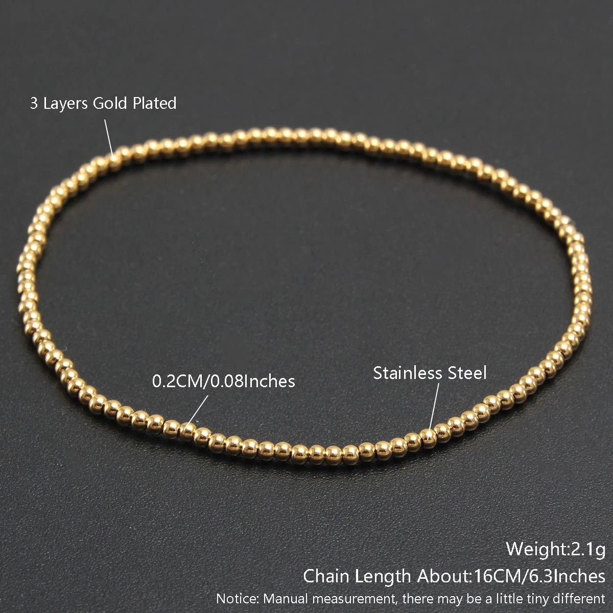 Stretch Ball Beaded Bracelet - Stacked Stainless Steel Bracelet for Women