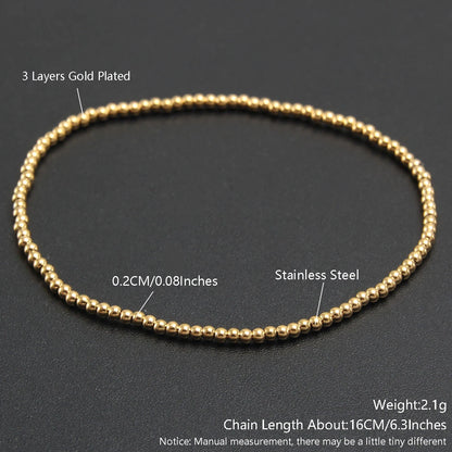 Stretch Ball Beaded Bracelet - Stacked Stainless Steel Bracelet for Women