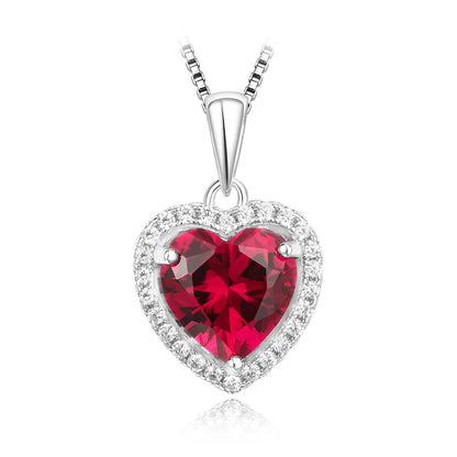 Heart Ruby Pendant Necklace – 925 Sterling Silver