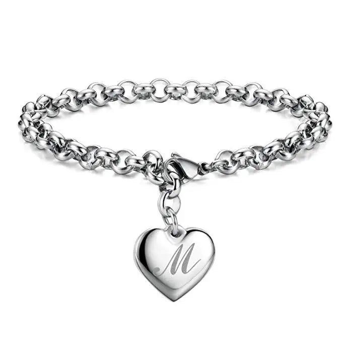 925 Sterling Silver Letter Charm Bracelet