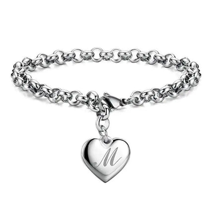 925 Sterling Silver Letter Charm Bracelet