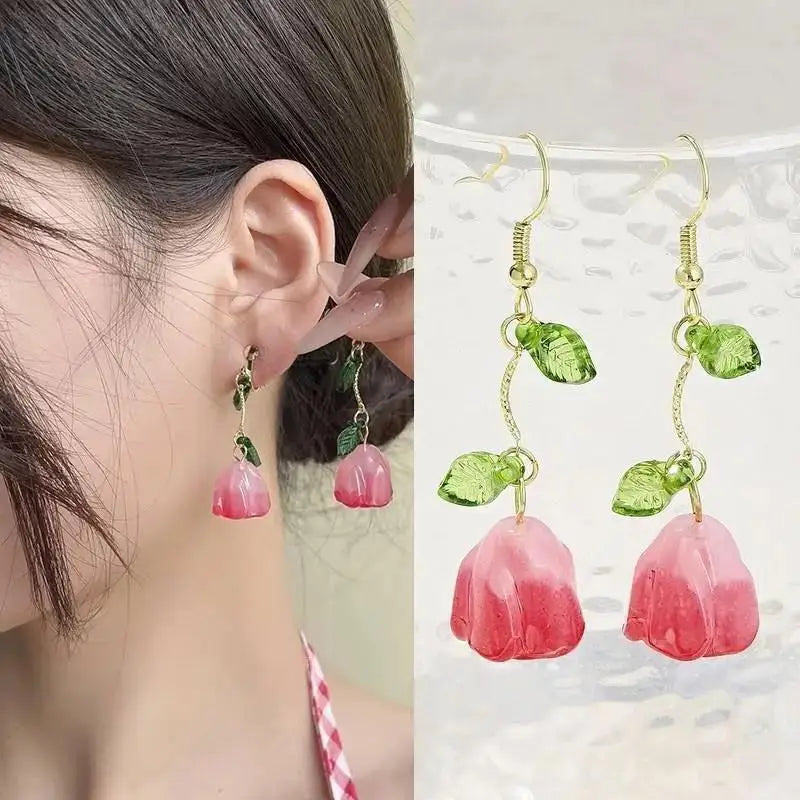 Vintage Green Crystal Butterfly Drop Earrings