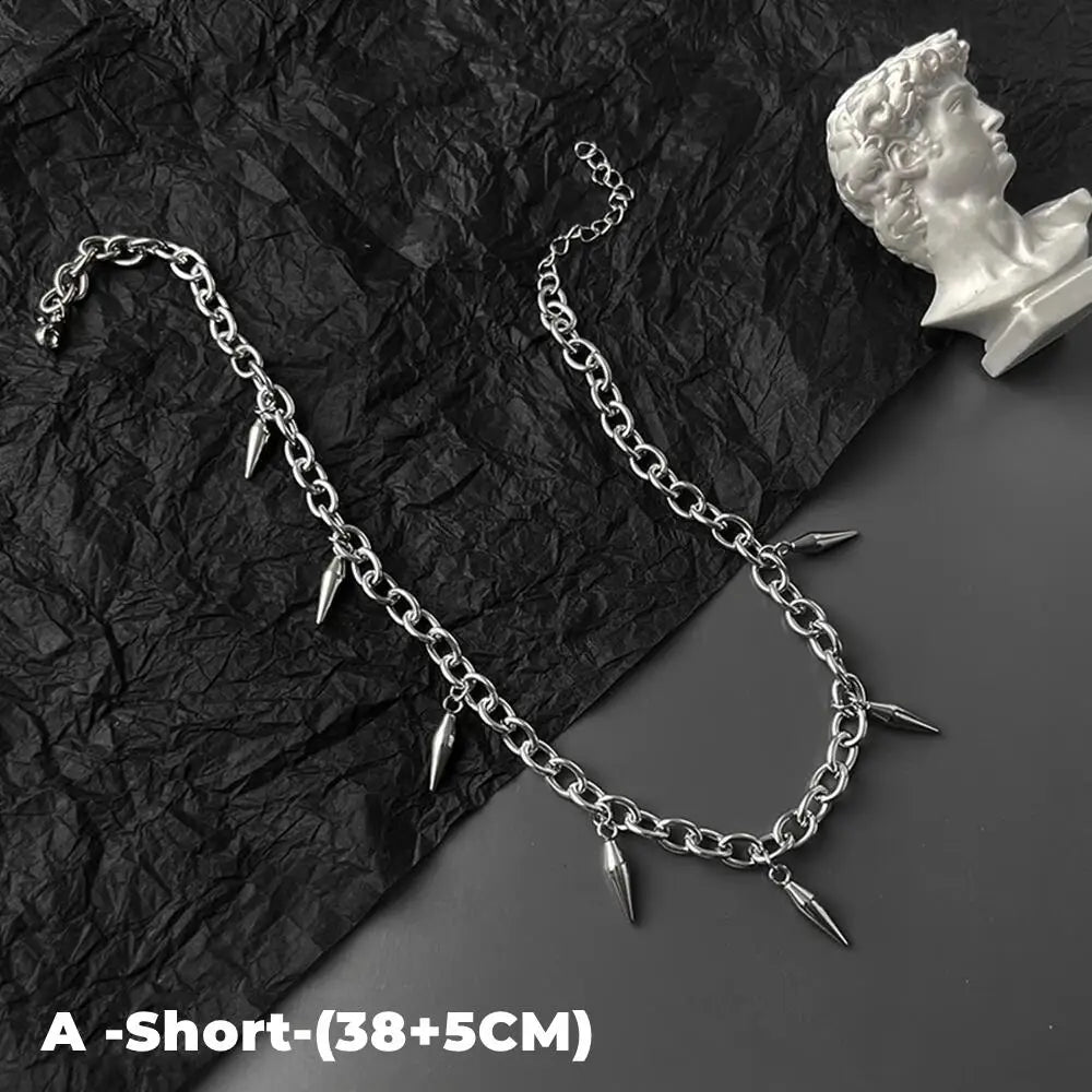 Silver Rivet Cone Choker Necklace