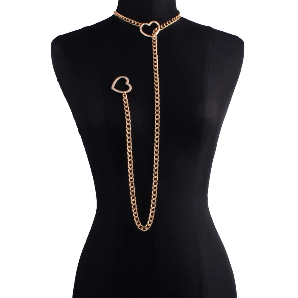 Gothic Heart Slip Chain Necklace - Adjustable Lariat (Y-Necklace/Choker)