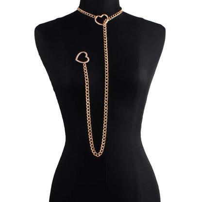 Gothic Heart Slip Chain Necklace - Adjustable Lariat (Y-Necklace/Choker)