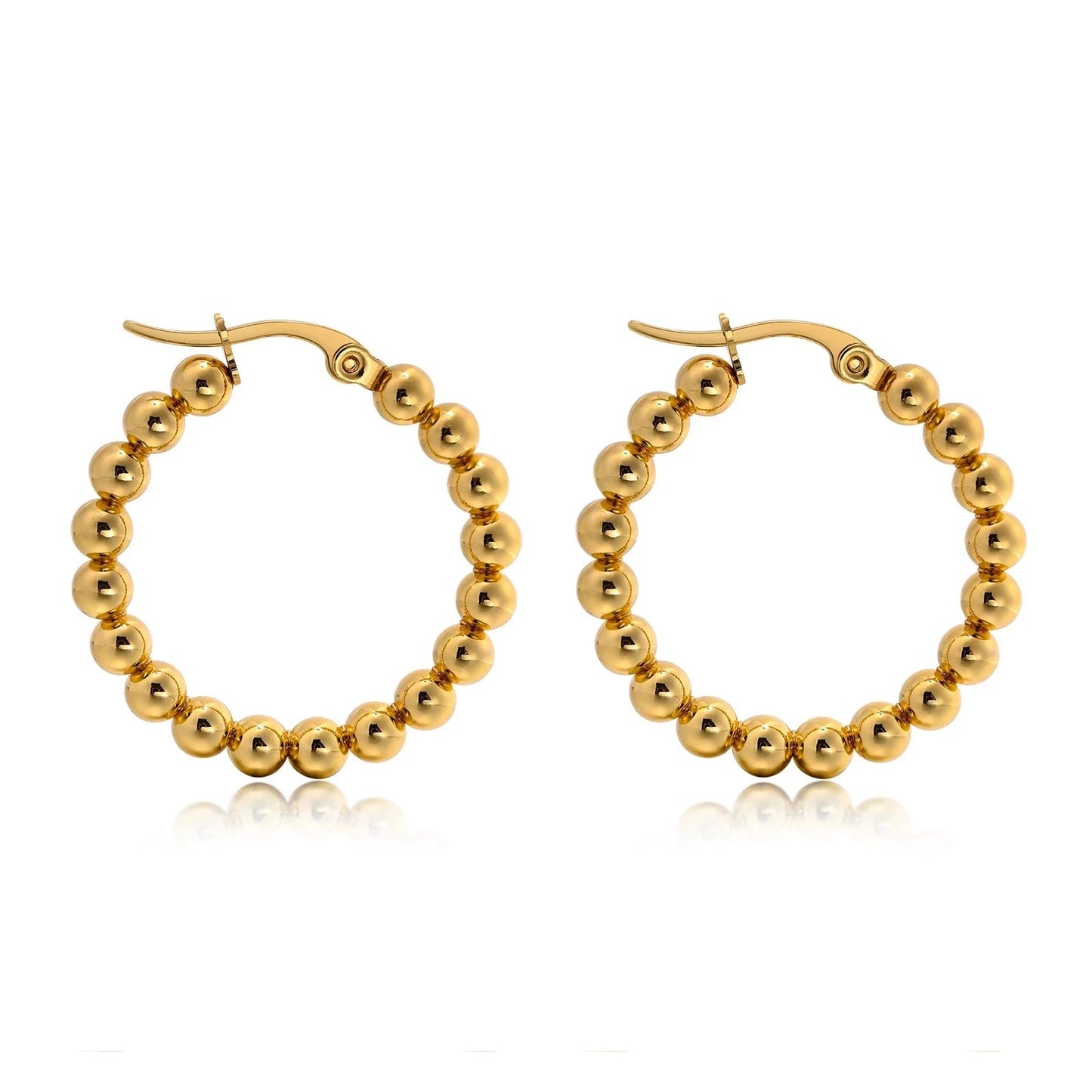 Gold Beaded Hoop Earrings
