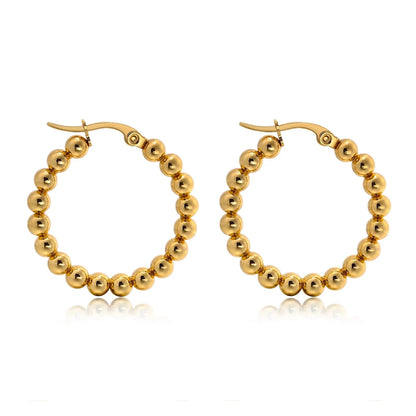 Gold Beaded Hoop Earrings